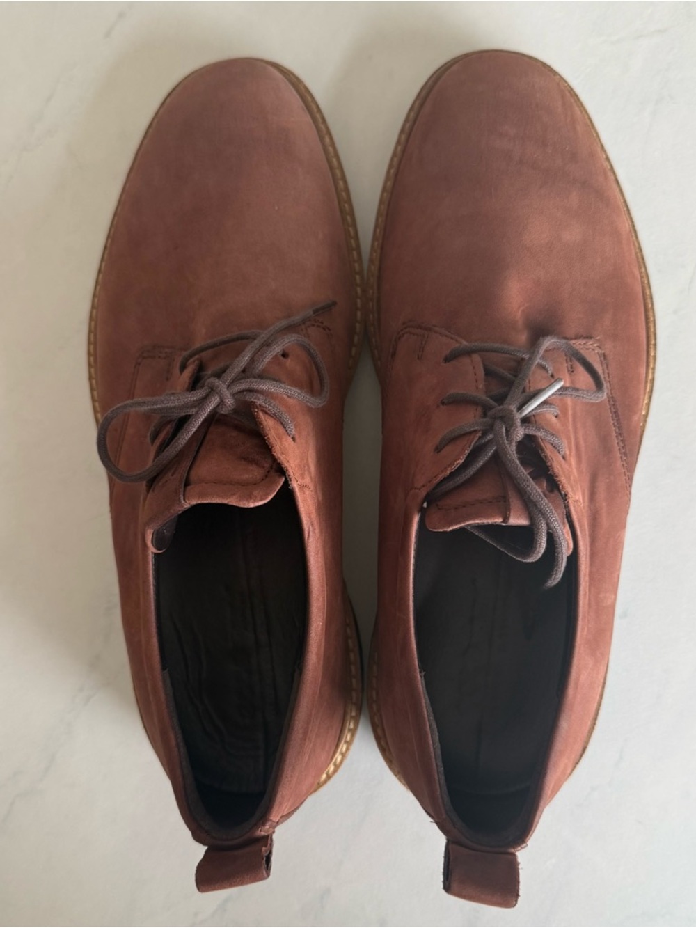 Ecco Men's Lace-Up Oxfords in Rust Brown